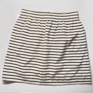 JCrew Pull On Linen Blend Mini Skirt Navy Stripes Size 6
